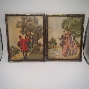 PAIR OF VINTAGE~MORRIS & BENDIEN VICTORIAN STYLE LITHO PRINTS BY SANDRE~10" x 8"